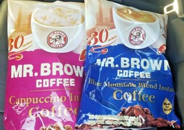 2 Pack Mr .Brown Coffee Cappuccino &amp; Blue Mountain BLEND(30 Sachets Each) - £35.04 GBP
