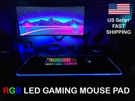 RGB LED Extra / Large / Small / Soft Gaming Mouse Pad Glowing 35.4&quot; X 15... - £12.62 GBP+