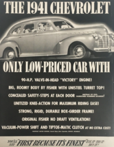 1941 Chevrolet Classic Low-Priced Car Vintage Print Ad - £11.10 GBP