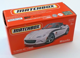 Matchbox 2015 Mazda MX-5 Miata Convertible Sports Car, White, New in it's Box. - $4.94