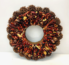 Handmade Spice Wreath Fall Autumn Spices Nuts Berries Leaves 10&quot; Door Wa... - $34.99
