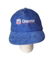 Vintage Chevron Corduroy Snapback Hat Cap Vintage Blue Embroidered Gas USA - £11.38 GBP