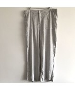 NYDJ Stretch Linen Pant 16 Gray Stripe Wide Leg Ankle Carpenter Pockets Coastal - $36.94