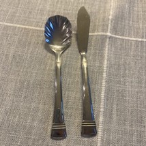 Wallace Zenith Frost sugar spoon and butter knife stainless steel flatware - $9.85
