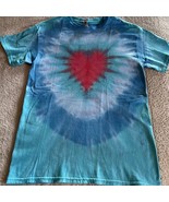 NEW Gildan Mens Blue Teal Red Heart Ice Dye Tie Dye Short Sleeve Shirt M... - $24.50