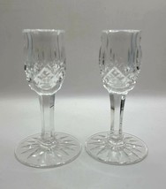 Waterford Araglin Pattern Crystal Candle Holders Pair 5&quot; tall Made In Ir... - £42.45 GBP