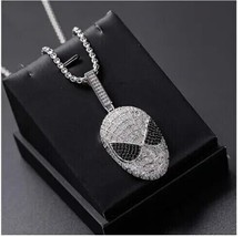 2Ct Round Cut Lab-Created Diamond Spider-Man Face Pendant 14K White Gold Plated - £147.54 GBP