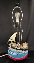 Pirate Ship Kids Hand-Painted Table Top Lamp in Blue Nursery Lamp Nautic... - $28.01