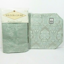 Wilton Court Royal Palace Damask Mist Green 60x104 Tablecloth and Placem... - £48.70 GBP