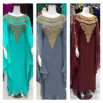 Islamic Kaftan Farasha Gown Dress Moroccan Stylish Abaya Long Hand Work ... - $84.00