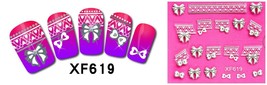 Nail Art 3D Stickers Stones Design Decoration Tips Butterfly White Black XF619 - £2.31 GBP