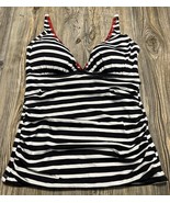 Tommy Bahama Tankini Bathing Suit Top, Padded, Blue/White Stripe Size Small - £16.94 GBP