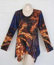 Soft Surroundings Medium Theo Starry Night Asymmetric Hem Long Sleeve Tu... - $19.80