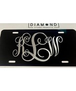 DEEP Engraved Elegant Monogram Diamond Etched Black License Plate Car Ta... - £15.64 GBP