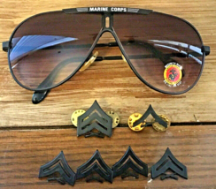 Marines Black Rank Collar Insignia Subdued E3 E4 E5 Enlisted Sunglasses Vietnam - £10.97 GBP