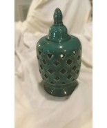 Emerald Green lattice style ceramic handmade painted Home Decor - $14.99