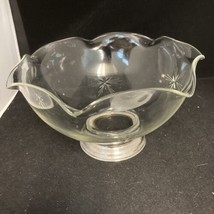 Wallace Sterling Silver B-155 Footed Glass Bowl Etched Starburst Design 9” Wide - £37.85 GBP