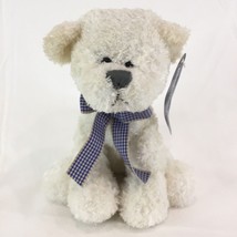 Animal Adventure Baby Plush White Teddy Bear 2003 Stuffed Animal Gingham Ribbon - £11.82 GBP