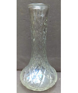 Mid Century Vintage Hoosier #4095 Clear Quilted Diamond Flower Bud Vase 9&quot; - £14.14 GBP