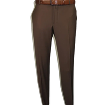 Men's MONO Turkey Slacks 100% Wool Plain Front Slim Fit 2502-12 Coco Brown image 2