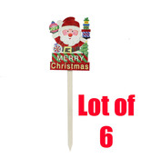 Lot 6 of 29&quot; Christmas Holiday Yard Stake Lawn Santa Wood Garden Decoration - $527.46 MXN