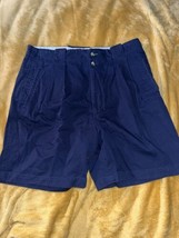 Tommy Hilfiger Pleated Canvas Chino Shorts Dark Blue Men&#39;s 36 Used - £8.80 GBP
