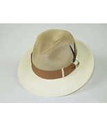 Men&#39;s Milani Straw Braided Fedora Hat Soft Crushable FDS-006 Ivory/Cognac - $82.51 CAD