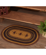 Stars and Pip Berry Jute Braided Oval Throw Rug Primitive Country 20x30 ... - $38.75