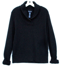 Jones NY Signature Merino Wool Angora Cashmere Black Shawl Collar Sweate... - $23.74