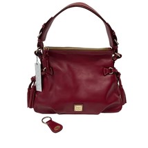 Dooney Bourke Shoulder Bag Smooth Leather Tegan Tassels Buckles Teagan Mulberry - £232.14 GBP
