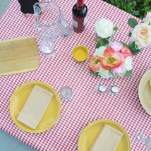 Magic Cover TBL-MC573-36 Vinyl Disposable Tablecloth Red/White Checkered 54 x 54 - $7.92