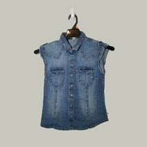 Mavi Jeans Denim Vest Girls Youth Medium With Snap Front and Pockets - $10.97