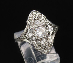 925 Silver - Vintage Cubic Zirconia Open Cross Motif Ring Sz 8.5 - RG25708 - $35.71