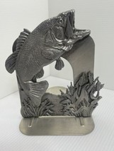 Metzke Pewter Book End #445 Fishing Large Mouth Bass  1980&#39;s USA Made 6.5” - £9.58 GBP
