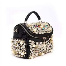 2022 new  ladies handbag fashion rhinestone  pattern  rivet ladies shoulder bag  - £65.09 GBP