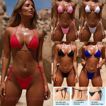 New Sexy Mini Bikini Shiny Women Brazilian G-String Set Thong Swimwear Swimsuits - £10.29 GBP