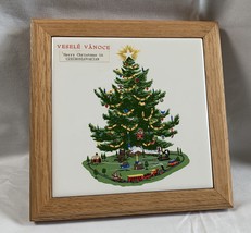 Vesele Vanoce Merry Christmas Ceramic Tile Trivet Czechoslovakian - £19.40 GBP