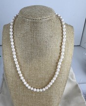 Pearl Necklace with white/pink Rosa Color Pearls Double A Quality 6-6.5m 18&quot; - £512.92 GBP