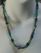 Vintage Purple/Blue/Green Glass Bead Toggle Necklace - £31.31 GBP