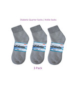  Diabetic Socks for men Gray   Ankle Socks - 3 Pairs - Diabetic Foot Com... - $16.54