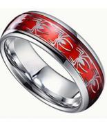 Unisex Stainless Steel Ring Band Silver &amp; Red with Spiderman Logo Size 12 - $285.10 MXN