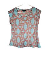 The Limited Womens Blouse Top Blue Orange Boho Paisley Print Size S - $15.51