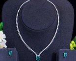  green cubic zirconia cute waterdrop pendant necklace earrings sets for women 2021 thumb155 crop