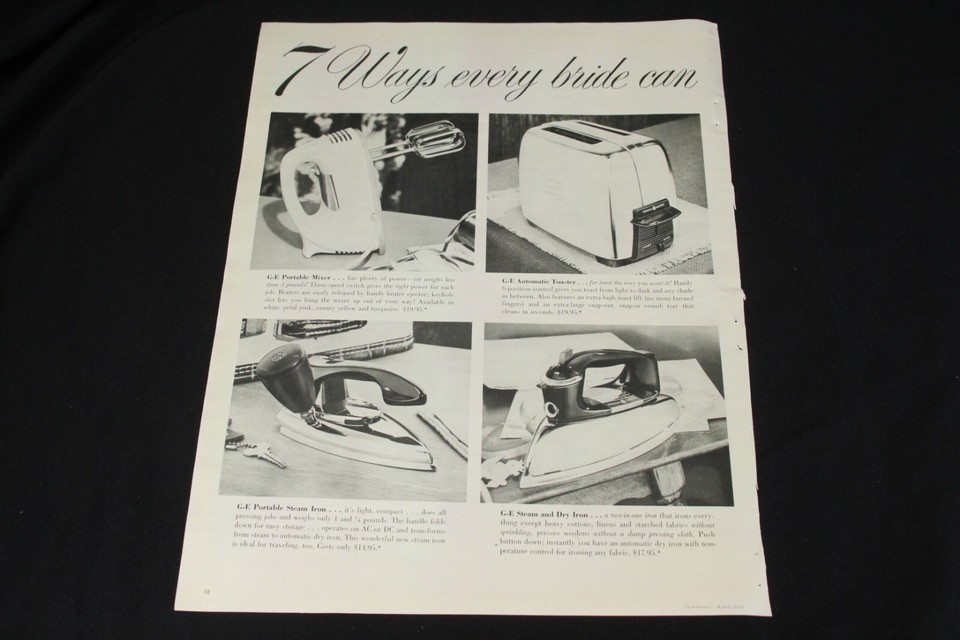 General Electric GE Vintage Print Ad 1955 Double Page Kitchen Appliances Item image 3