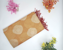 Banarasi Saffron Semi Cotton Silk Dupatta For Women Fancy  Scarf For Girls - £15.25 GBP