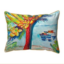 Betsy Drake Cocoa Nuts &amp; Boats Large Indoor Outdoor Pillow 18x18 - £37.50 GBP