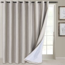 100% Blackout Patio Door Curtain Extra Wide Curtain Panels Sliding Glass, Beige. - £40.13 GBP