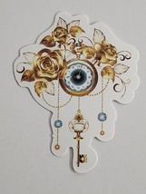 Keys Hanging from Clock with Gold Color Roses Sticker Decal Cool Embelli... - $2.30
