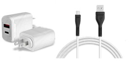 18W Fast Wall Ac Home Charger+10Ft Usb Cord For Motorola Moto E (2020), Moto E6 - £22.18 GBP