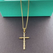 24K Gold Color Necklace Religious Faith Cross Pendant Necklace for Women &amp; Men J - £12.79 GBP